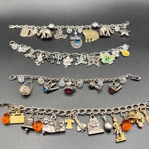 Vintage Silver Tone Charm Bracelets
